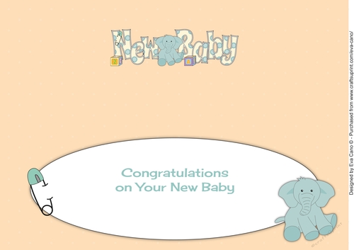 Cute Elephant NEW BABY large dl 3 insert
