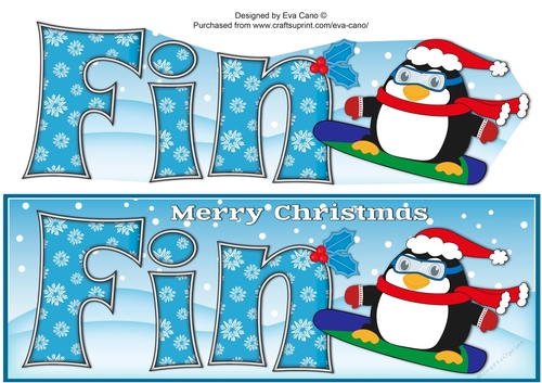 Christmas Fat Penguin Snowboarding FIN large dl