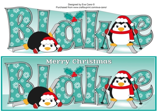 Christmas Fat Penguins Skiing BLAKE large dl 