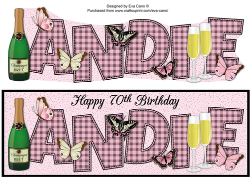 Champagne & Butterflies ANDIE 70th large dl