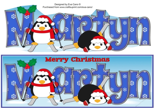 Christmas Fat Penguins Skiing MARTYN large dl