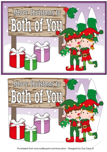 Christmas Elves with Mistletoe and sign BOTH OF YOU
