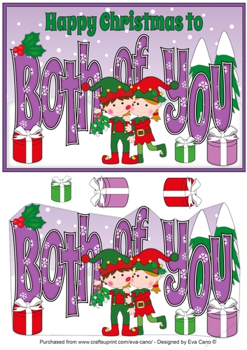 Christmas Elves with Mistletoe BOTH OF YOU
