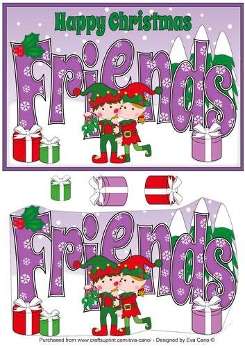 Christmas Elves with Mistletoe FRIENDS 