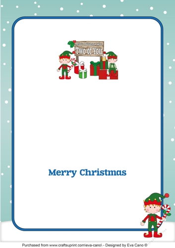Christmas Elves with presents and sign TWO OF YOU insert