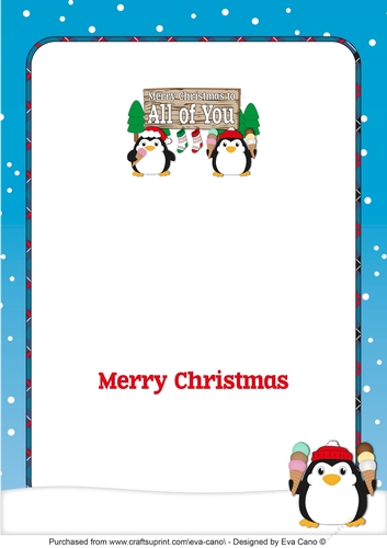 Christmas Fat Penguins Eating Ice Cream with sign ALL OF YOU insert