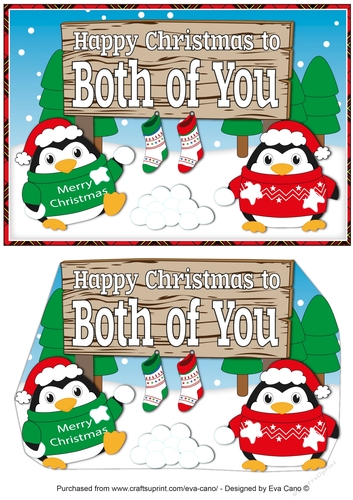 Christmas Fat Penguins with sign BOTH OF YOU a5
