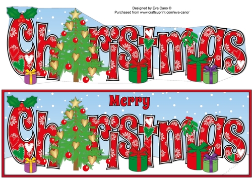 Christmas Tree, Hearts & Presents CHRISTMAS large dl