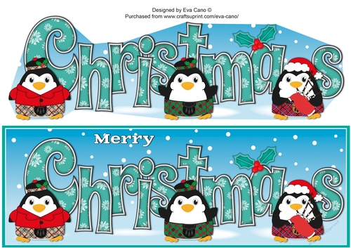 Scottish Christmas Fat Penguins CHRISTMAS large dl