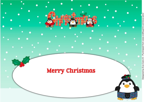 Scottish Christmas Fat Penguins CHRISTMAS large dl 2 insert