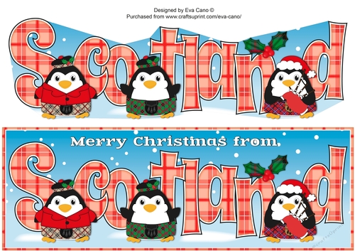 Scottish Christmas Fat Penguins SCOTLAND large dl