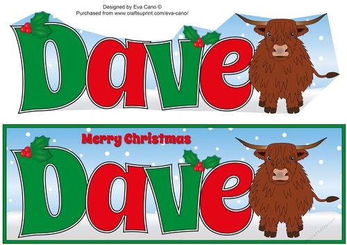 Christmas Highland Cow DAVE large dl