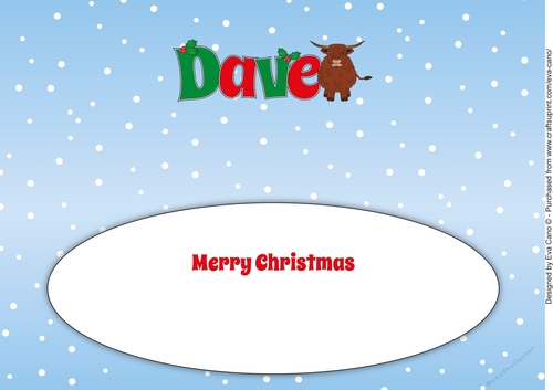 Christmas Highland Cow DAVE large dl insert