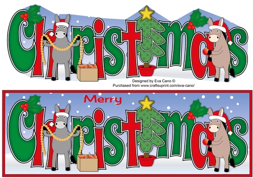 Christmas Donkeys decorating tree CHRISTMAS large dl