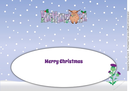 Christmas Highland Cow with thistle KATHARINA large dl insert