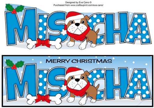 Christmas Bertie Bulldog with scarf MISCHA large dl