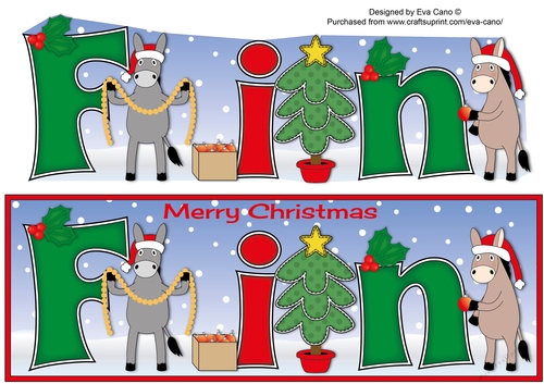 Christmas Donkeys decorating tree FIN large dl
