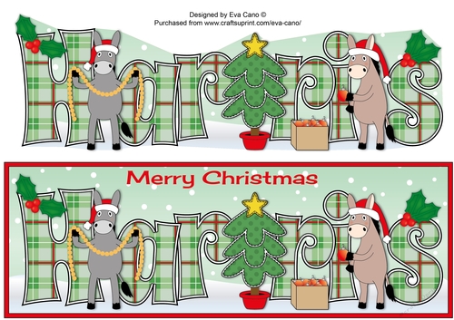 Christmas Donkeys decorating tree HARRIS large dl