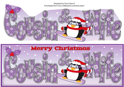 Christmas Fat Penguin Snowboarding COUSIN & WIFE large dl