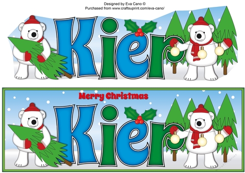 Monty Polar Bear and friend with Christmas trees KIER large dl