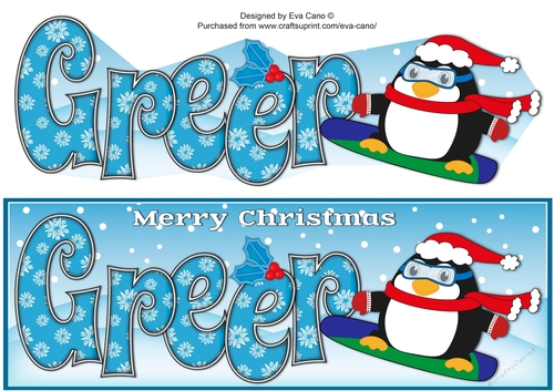 Christmas Fat Penguin Snowboarding GREER large dl
