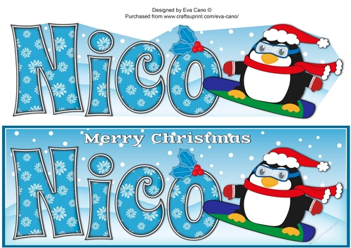 Christmas Fat Penguin Snowboarding NICO large dl