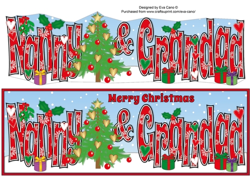 Christmas Tree, Hearts & Presents NANNY & GRANDAD large dl