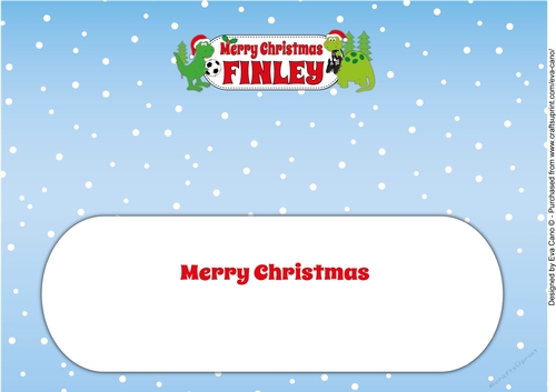 Football Christmas Dinosaurs MERRY CHRISTMAS FINLEY large dl insert