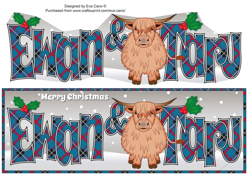 Christmas Highland Cow EWAN & TARU large dl