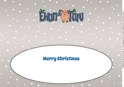 Christmas Highland Cow EWAN & TARU large dl insert