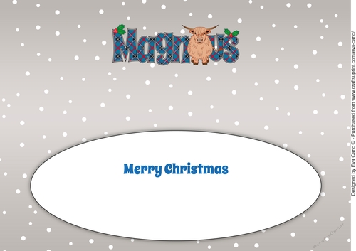 Christmas Highland Cow MAGNUS large dl insert