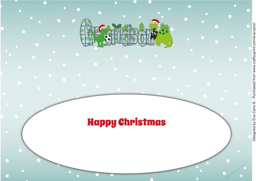Football Christmas Dinosaurs GRANDSON large dl 2 insert