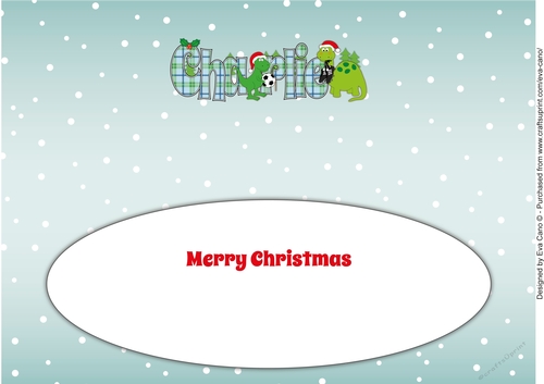 Football Christmas Dinosaurs CHARLIE large dl insert