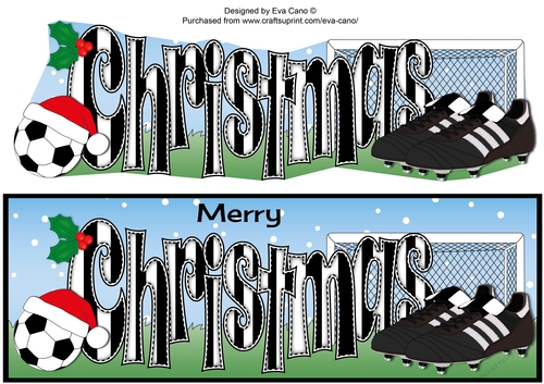 Xmas Football Boots & Football CHRISTMAS in black & white large dl