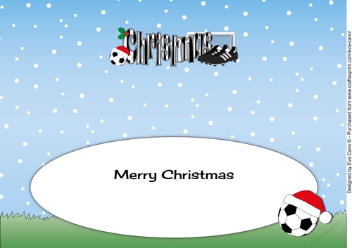 Xmas Football Boots & Football CHRISTMAS in black & white large dl insert