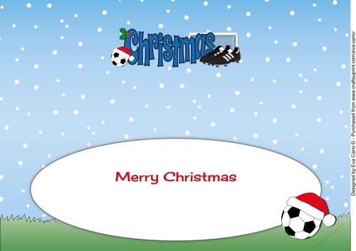 Xmas Football Boots & Football CHRISTMAS in blue large dl insert