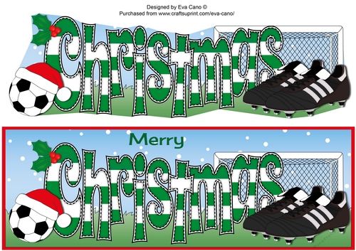 Xmas Football Boots & Football CHRISTMAS in green & white large dl