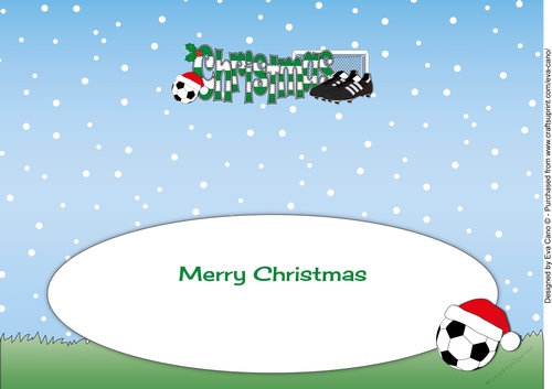 Xmas Football Boots & Football CHRISTMAS in green & white large dl insert