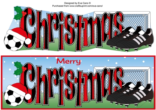 Xmas Football Boots & Football CHRISTMAS in red & black large dl