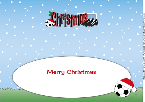Xmas Football Boots & Football CHRISTMAS in red & black large dl insert