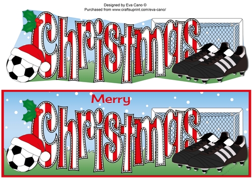 Xmas Football Boots & Football CHRISTMAS in red & white large dl