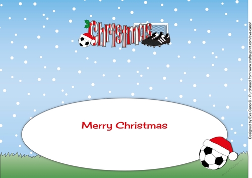 Xmas Football Boots & Football CHRISTMAS in red & white large dl insert