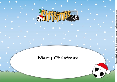 Xmas Football Boots & Football CHRISTMAS in yellow large dl insert