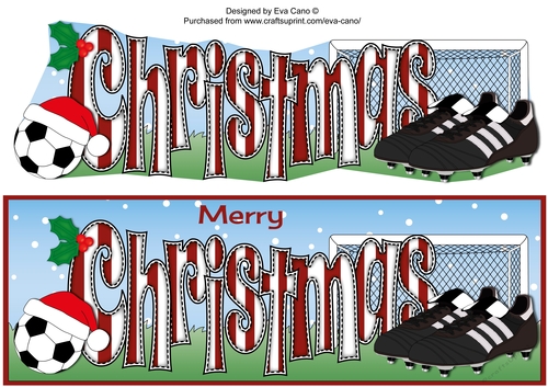 Xmas Football Boots & Football CHRISTMAS in maroon & white large dl