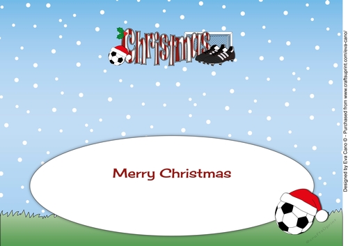 Xmas Football Boots & Football CHRISTMAS in maroon & white large dl insert