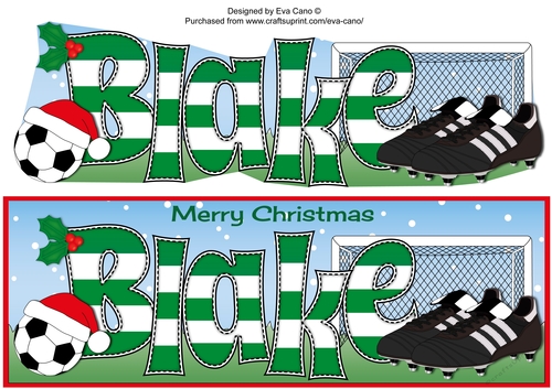 Xmas Football Boots & Football BLAKE in green & white large dl