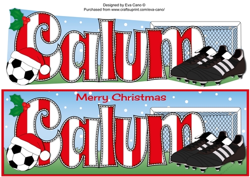 Xmas Football Boots & Football CALUM in red & white large dl