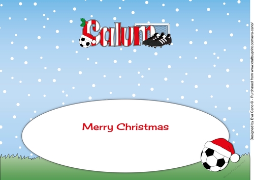 Xmas Football Boots & Football CALUM in red & white large dl insert
