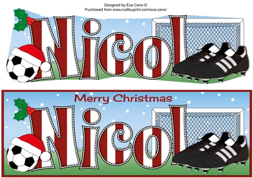 Xmas Football Boots & Football NICOL in maroon & white large dl