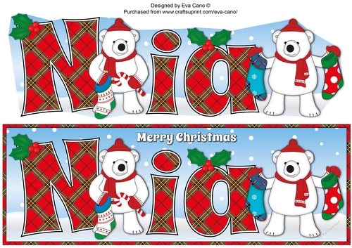 Monty Polar Bear and friend with Christmas stockings NIA large dl